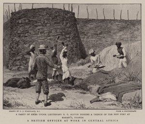 Een Britse officier aan het werk in Centraal-Afrika
